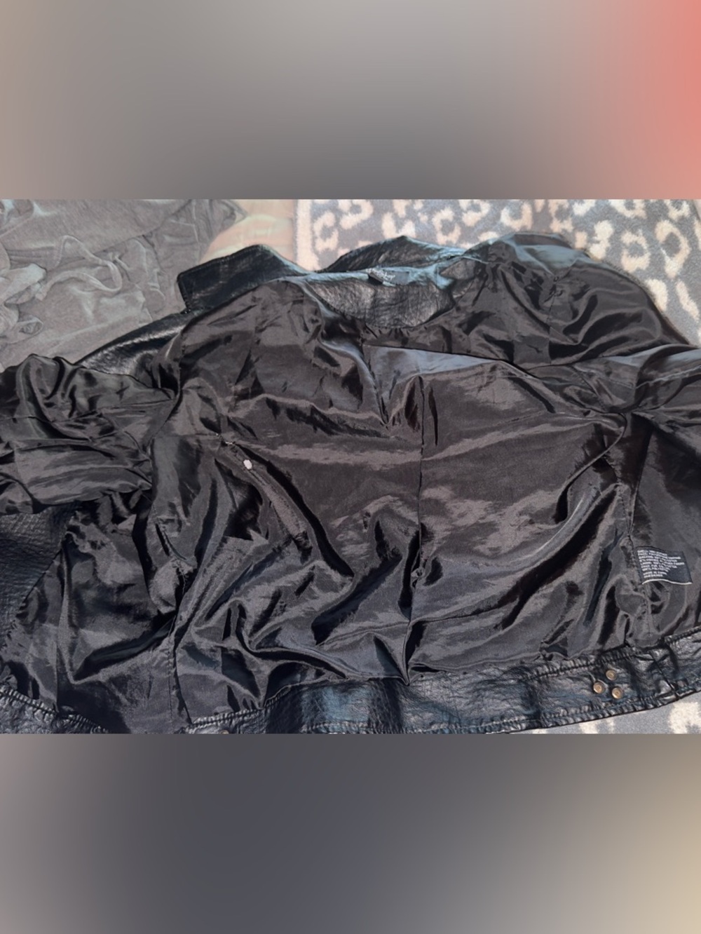 CoffeeShop Faux Black Leather Jacket with Gold Zippers - Picture 10 of 10